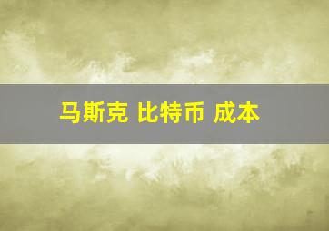 马斯克 比特币 成本